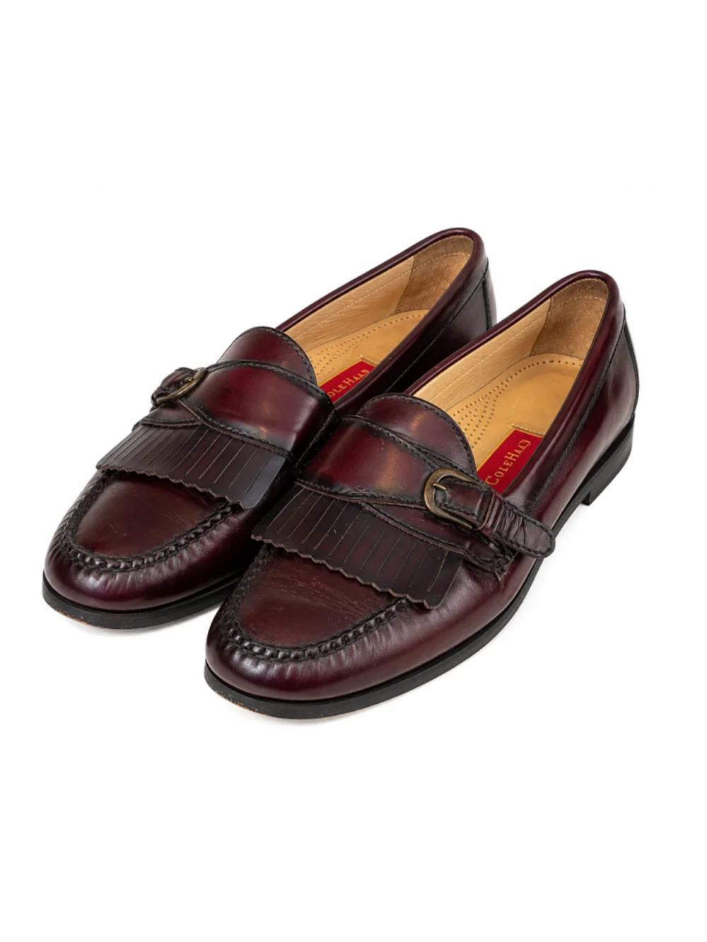 Cole Haan Burgundy Leather Kiltie Buckle Loafers Men’s Size 9.5B Classic Preppy